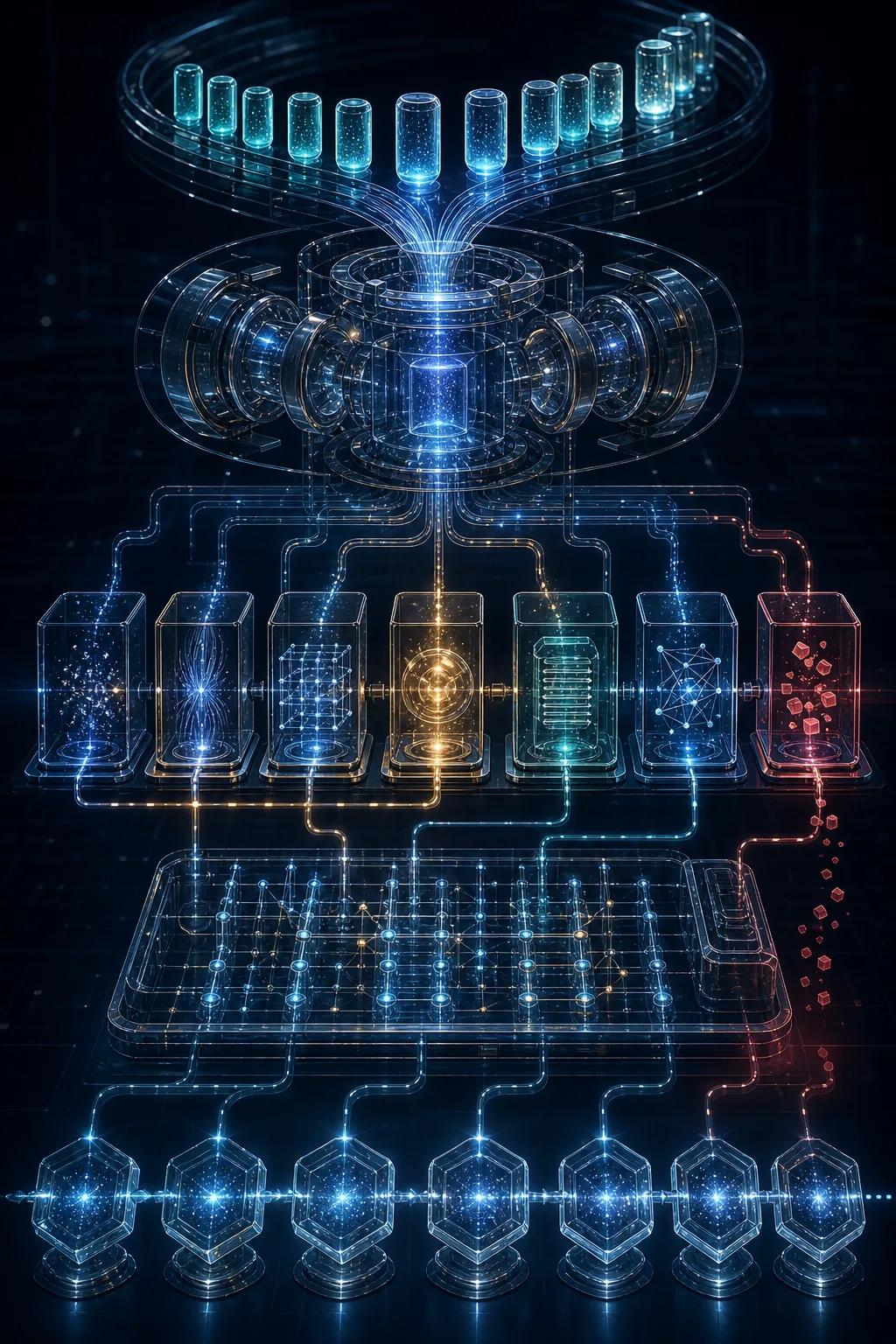 A controlled GEO measurement pipeline moving prompts through multiple engines, normalization modules, and repeated historical observations